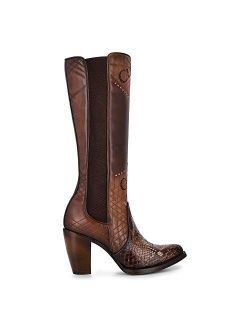 Women's Boot in Genuine Python Leather and Bovine Leather