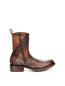 Men's Boot in Genuine Python Leather and Bovine Leather with Zipper