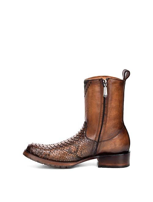 CUADRA Men's Boot in Genuine Python Leather and Bovine Leather with Zipper