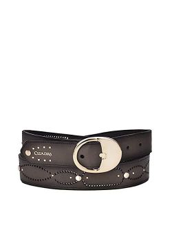 women's casual belt in bovine leather with studs oxford