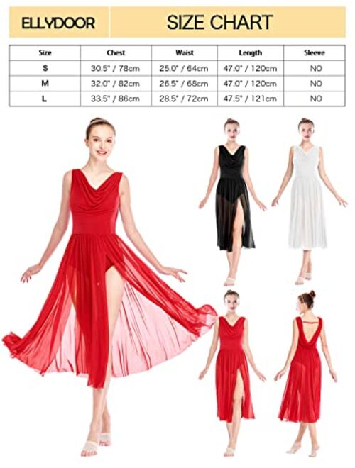 ELLYDOOR Lyrical Dance Dress Sleeveless Leotard Sheer Tulle Skirt Modern Ballet Costumes for Ballerina