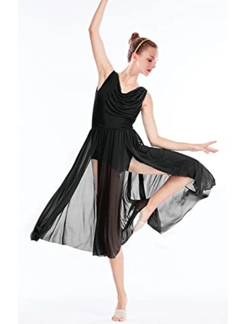 ELLYDOOR Lyrical Dance Dress Sleeveless Leotard Sheer Tulle Skirt Modern Ballet Costumes for Ballerina