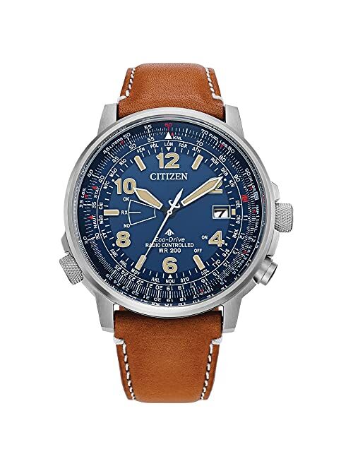 Citizen Eco-Drive Promaster Air Skyhawk Mens Watch, Brown Leather Strap (Model: CB0241-00L)