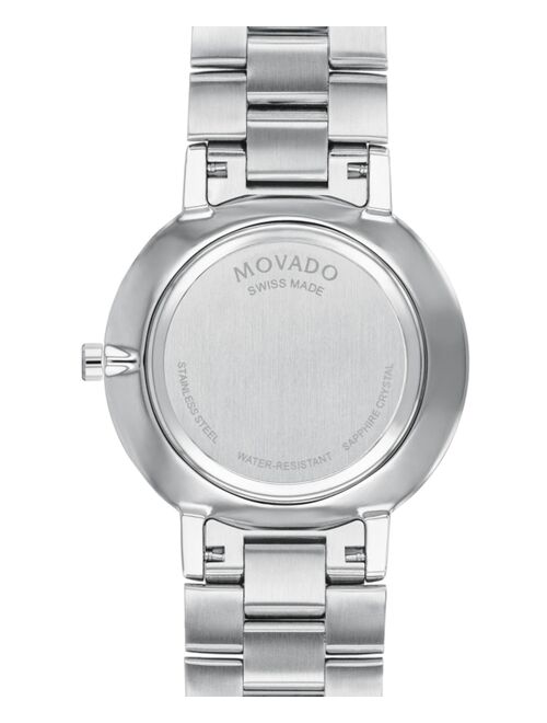 Movado Men's Swiss Faceto Diamond (3/8 ct. t.w.) Stainless Steel Bracelet Watch 39mm
