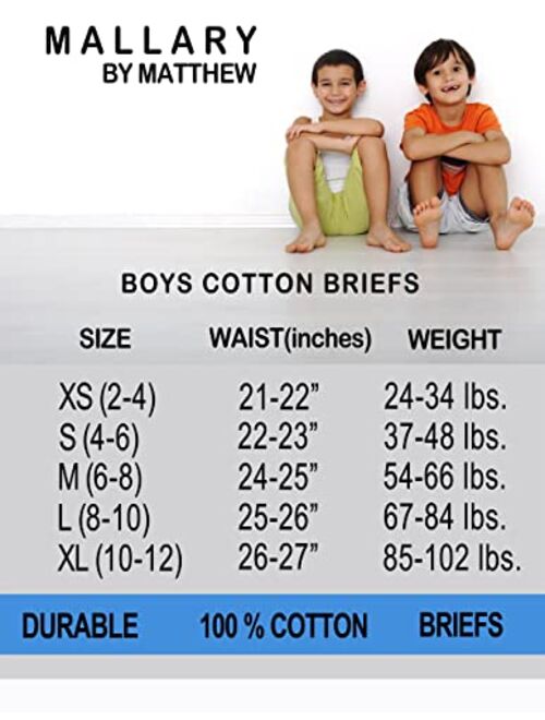 MALLARY BY MATTHEW Boys 100% Cotton Briefs Underwear (8 Pack or 16 Pack)