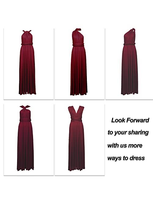Clothink Convertible Warp Maxi Dress, Updated Style Plus Size Multi Way Wear Party Wedding Bridesmaid Long Dresses with