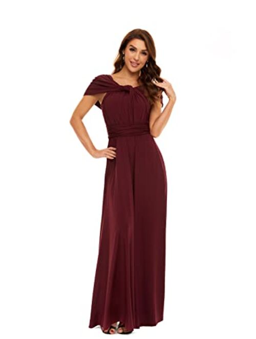 Clothink Convertible Warp Maxi Dress, Updated Style Plus Size Multi Way Wear Party Wedding Bridesmaid Long Dresses with