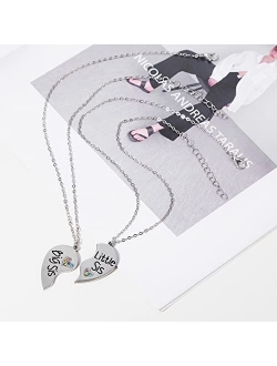 YBMYCM Sister Necklace Set, Heart Pendant for Big Sister Little Sister BFF Pendant Necklaces Matching Relationship Birthday Jewelry for Girls Women
