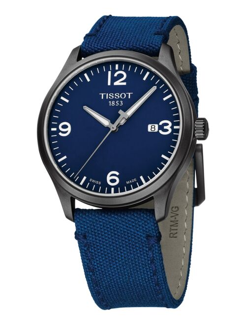 Tissot Men's Swiss Gent XL Blue Fabric Strap Watch 42mm