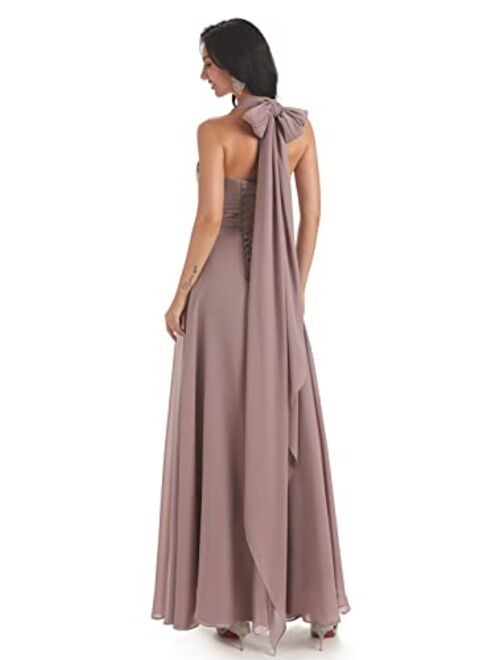 BOLENSEY Women's A-line Transformer Multi-Way Wrap Pleated Chiffon Bridesmaid Dress Long Formal Evening Gown