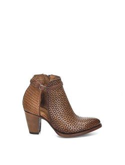 Women's Bootie in Bovine Leather with Perforations with Zipper