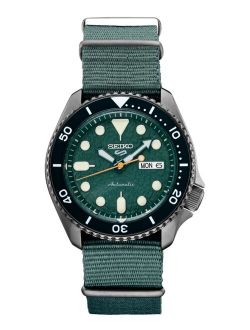 Men's Automatic 5 Sports Green Nylon Strap Watch 43mm