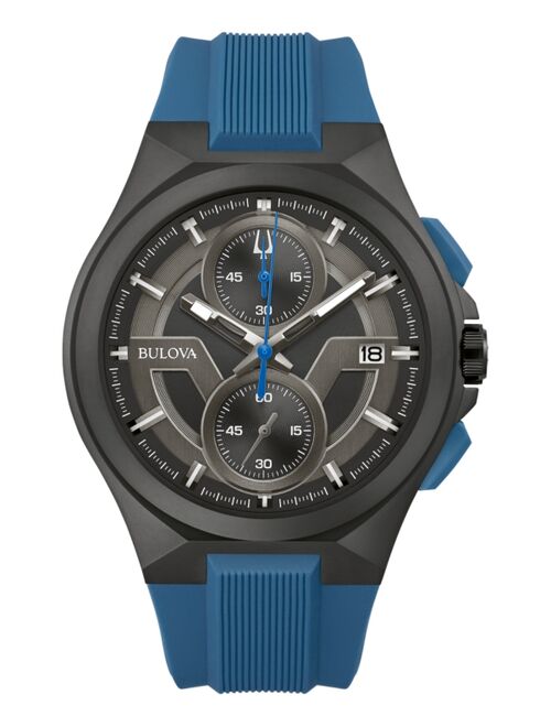 Bulova Men's Chronograph Maquina Blue Silicone Strap Watch 46mm