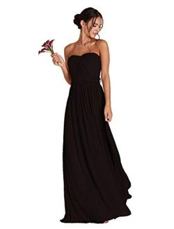 SYYS Women's Convertible Bridesmaid Dresses A-line Pleated Chiffon Long Formal Gown with Pockets SYYS077