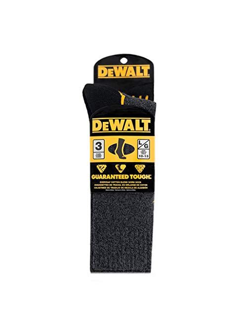 DeWALT Men's 3 Pair Everyday Cotton Blend Work Crew Sock