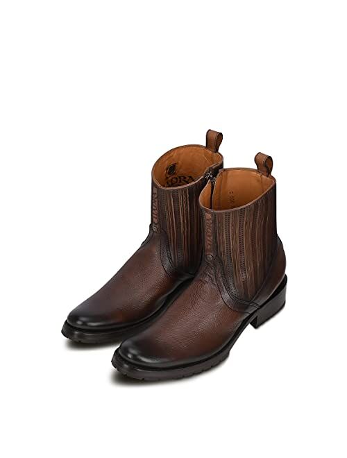 CUADRA Men's Urban Boot in Bovine Leather with Zipper Brown