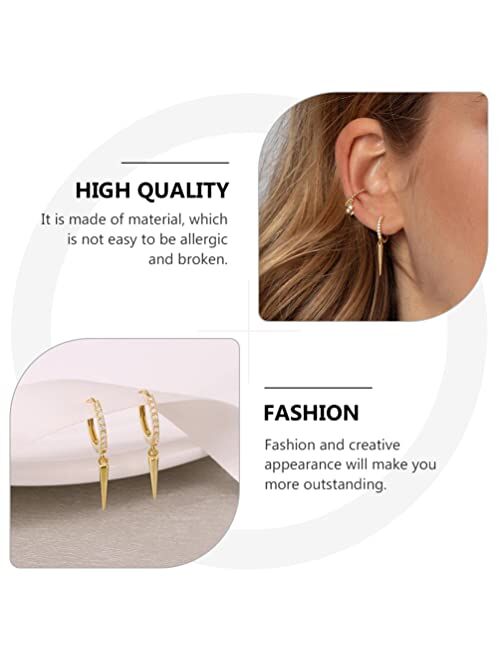 Generic Rivet Stud Earrings Silver 925, Women Men Punk Spikes Dangle Earrings Zirconia Hoop Earrings, Triangle Cone Earrings, Hip Hop Jewelry Gift ( Silver ) VQ333HOFT104