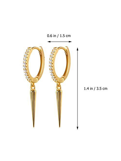 Generic Rivet Stud Earrings Silver 925, Women Men Punk Spikes Dangle Earrings Zirconia Hoop Earrings, Triangle Cone Earrings, Hip Hop Jewelry Gift ( Silver ) VQ333HOFT104