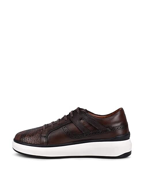 FRANCO CUADRA Men's Sneakers with Laces in Genuine Python Leather Brown