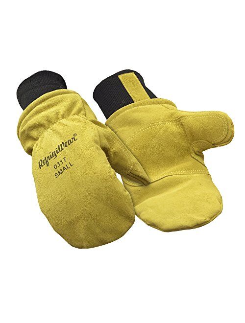 RefrigiWear Fleece Lined Fiberfill Insulated Cowhide Leather Mitten Gloves