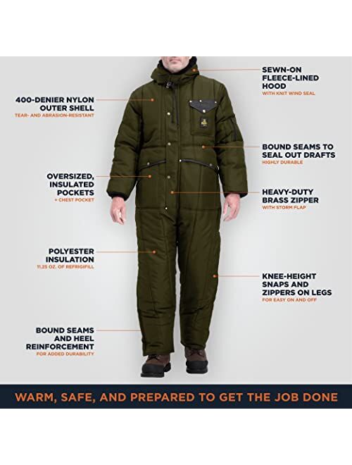 RefrigiWear Iron-Tuff Insulated Coveralls with Hood, -50F Comfort Rating