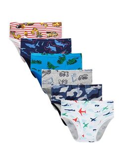 Sladatona Little Boys Briefs Dinosaur Shark Truck Space Toddler Kids Baby Underwear 6/3-Pack