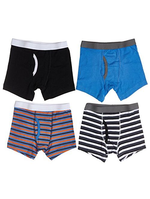 Trimfit Boys Cotton/Spandex Boxer Briefs (Pack of 4 Tagless Kids Underwear)