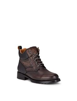 Men's Urban Boot in Bovine Leather with Laces and Zipper Brown