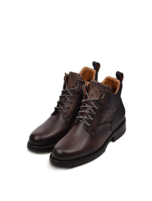 CUADRA Men's Urban Boot in Bovine Leather with Laces and Zipper Brown