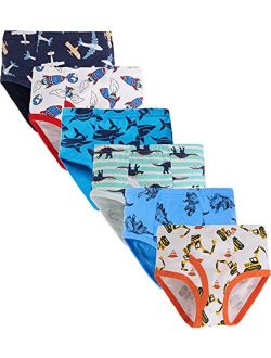 Slenily Little Boys Sharks Briefs Toddler Kids Truck Cars Underwear Soft Cotton Airplane Undies(Pack of 6)