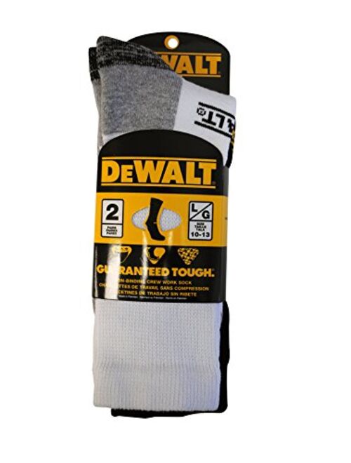 DEWALT Men's 2 Pack Cushion Comfort Non Binding Basic Cotton Crew Socks