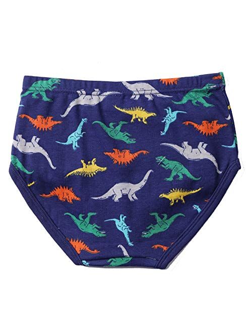 BYONEME 100% Cotton Little Boys Briefs Soft Dinosaur Truck Toddler Underwear