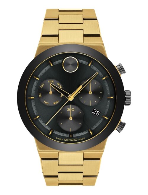 Movado Men's Swiss Chronograph Bold Fusion Gold Ion-Plated Stainless Steel Bracelet Watch 44mm