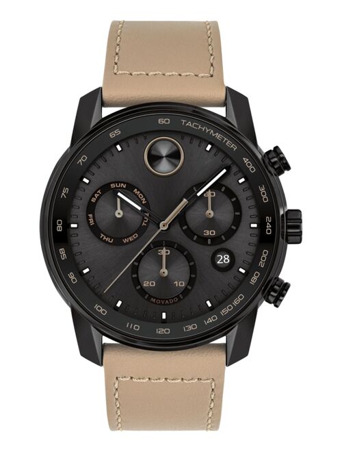 Movado Bold Verso Men's Swiss Chronograph Brown Leather Strap Watch 44mm