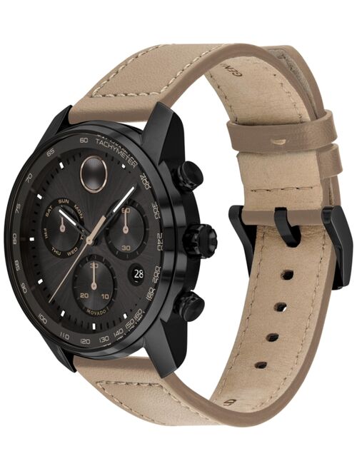 Movado Bold Verso Men's Swiss Chronograph Brown Leather Strap Watch 44mm