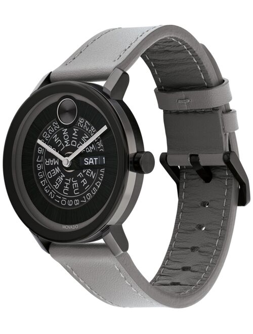 Movado Bold Evolution Men's Swiss Grey Leather Strap Watch 40mm