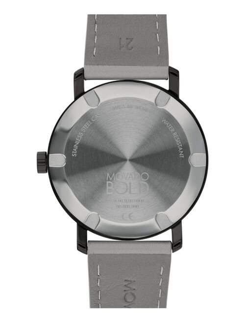 Movado Bold Evolution Men's Swiss Grey Leather Strap Watch 40mm