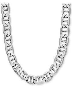 Savlano 925 Sterling Silver 12mm Italian Solid Flat Mariner Link Chain Necklace for Men & Women - Made in Italy Comes Gift Box (12mm)