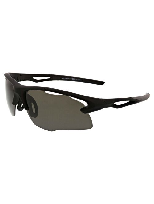 Men's Tek Gear 66mm Semi-Rimless Sport Wrap Polarized Sunglasses