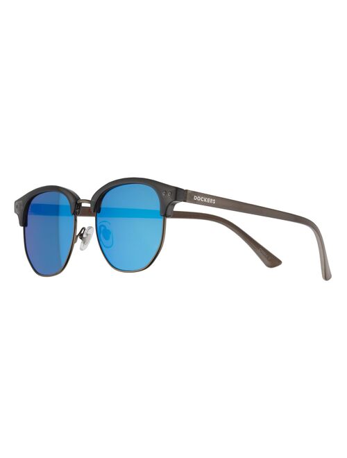 Men's Dockers Blue Mirror Lens Round Sunglasses