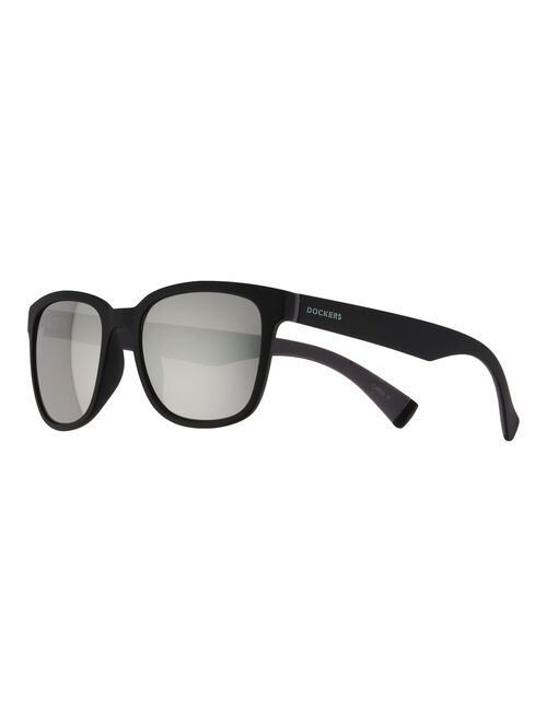 Men's Dockers Rubberized Silver Mirror Square Sunglasses