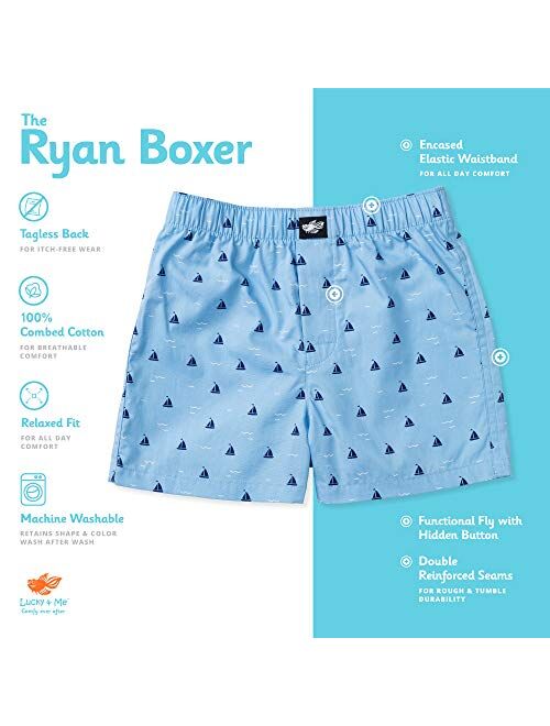 Lucky & Me | Ryan Boys Woven Boxers | 100% Cotton Children's Underwear (5-Pack)