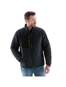 Diamond Quilted Insulated Jacket with Fleece Lined Collar