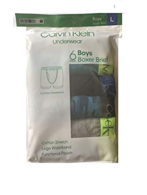 Calvin Klein Boys Boxer Brief Underwear Cotton Stretch Logo Waistband (6 Pack)