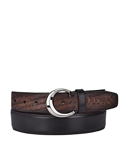 CUADRA men's casual belt in genuine leather with metallic buckle black