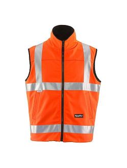 Hivis Reversible Softshell Safety Vest - ANSI Class 2 High Visibility Orange with Reflective Tape