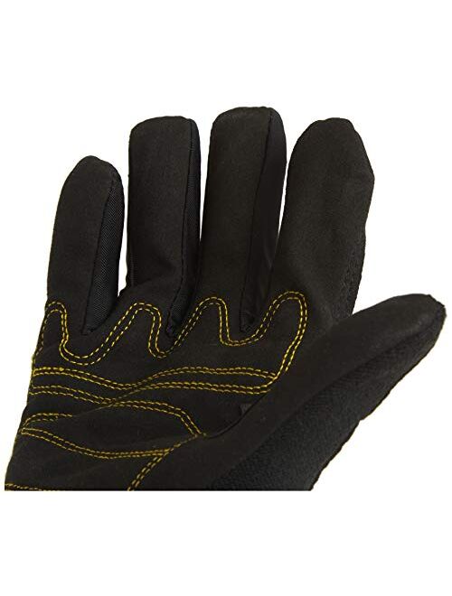 Dewalt DPG20M All Purpose Synthetic Leather Palm Spandex Back Velcro Wrist Work Glove, Medium, Black/Yellow