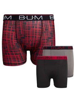 B.U.M. Equipment Boys Underwear 3 Pack Performance Boxer Briefs (Size: 8-18)