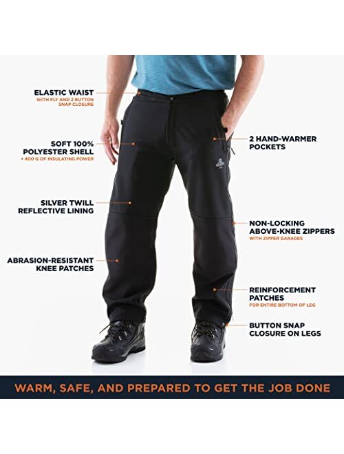 RefrigiWear Water-Resistant Warm Insulated Softshell Pants -20F Protection