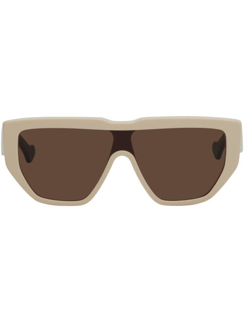 Gucci Off-White & Black Rectangular Sunglasses